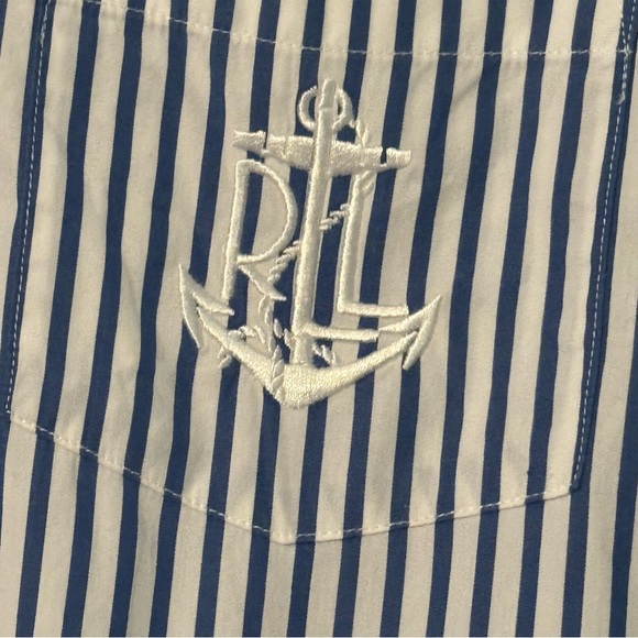Lauren Ralph Lauren Blue and White Striped Women's Shirt preppy nautical classic - Picture 3 of 7
